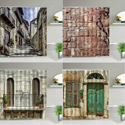 Funny shower curtain Rural Building Scenery bathroom african american shower curtain gold shower curtain curtain bathroom Scenic