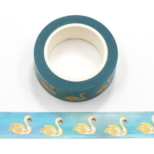1PC 15MM*10M Foil Blue lake Swan Decorative Washi Tape Scrapbooking Masking Tape School Office Supply washi tape