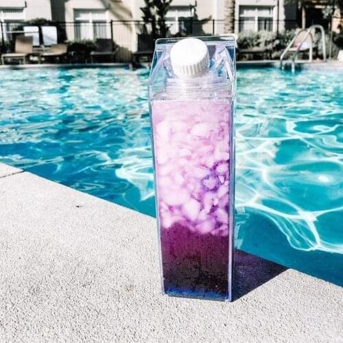 1pcs Water Bottles Milk Box Fun Transparent Fashion Drink Carton Kettle Perfect Gift Beverage Carton Kettle For Juice Coffee Tea