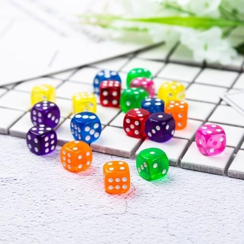 10PCS/Lot Dice Set 10 Colors High Quality Transparent Acrylic 6 Sided Dice For Club/Party/Family Games Free Shipping