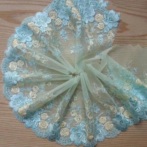 17Yards New Arrival Lace Trim Bridal Dress Light Blue Laces Fabric Ribbon DIY Sewing Embroidery Trim encajes