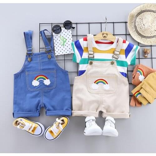 2pcs/set Summer Baby Boys Clothes Set Cartoon Toddler Baby Infant Girls Outfits T-shirt+Bib Pants Kids Clothing Sets 2021 Hot