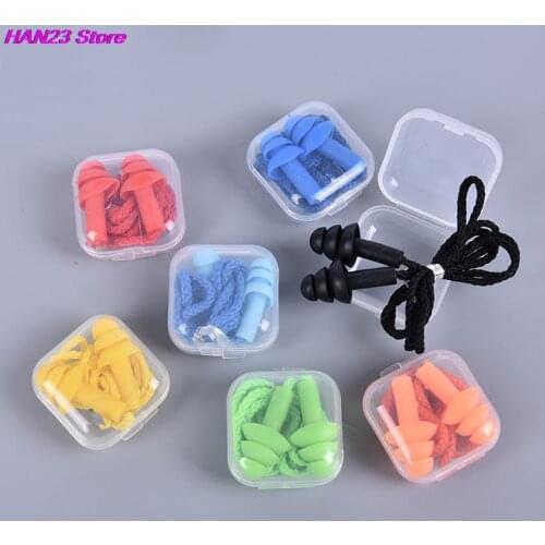 2pcs Soft Anti-Noise Ear Plug Waterproof Swimming Silicone Swim Earplugs For Adult Children Swimmers Diving With Rope Wholesale