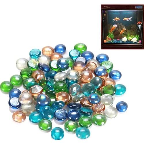 200pc Glass Pebbles Stones Home Ornament Supply Cobblestones Garden Fish Tank Aquarium Decor Decorative Marbles Mixed Color