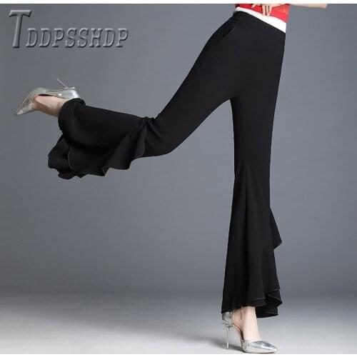 2020 Summer New Flare Pants Korean High Waist Black Female Trousers