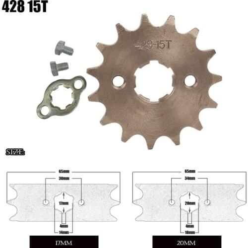 428 15T tooth 17mm 20mm front engine sprocket ATV BIKE 50cc 70cc 90cc 110cc 125cc 150cc