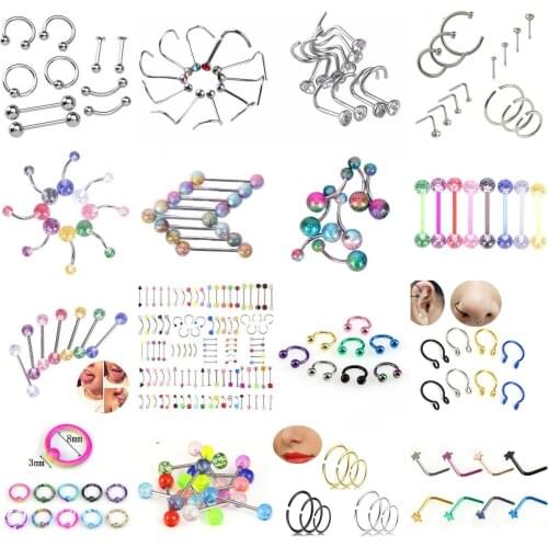 8-72pcs U Shaped Fake Nose Ring Hoop Septum Rings Stainless Steel Nose Piercing Fake Piercing Oreja Pircing Jewelry