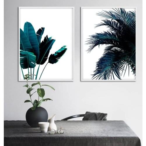 Blue Banana Palm Tree Leaf Abstract Poster Botanical Canvas Print Nordic Style Painting Creative Picture Modern Home Decoration