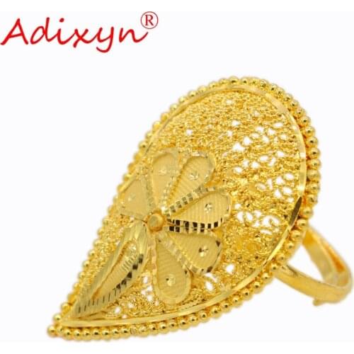 Adixyn Leaf Shape Wedding Bands Ring for Women/Teenage Girls Gold Color Wedding Jewelry African/Ethiopian/Arab Gifts N03054