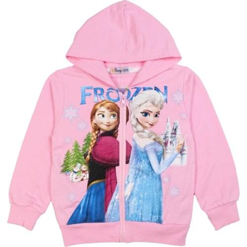 Disney 2021 New Spring Autumn Girls Coat Cotton Frozen 2 Anna Elsa Princess Flower Hooded Outwear Kids Jacket fashion Clothing