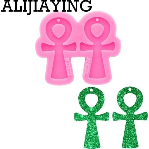 DY0720 Glossy Cross Earrings Silicone Mold Resin Pendant Mould for Epoxy Jewelry Making DIY Crafts