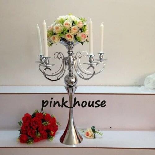 Elegant Wholesale Silver/Gold/Black/Bronze Metal Candle Holder 5-arms/3-arms Candle Stand Wedding Candlestick Candelabra