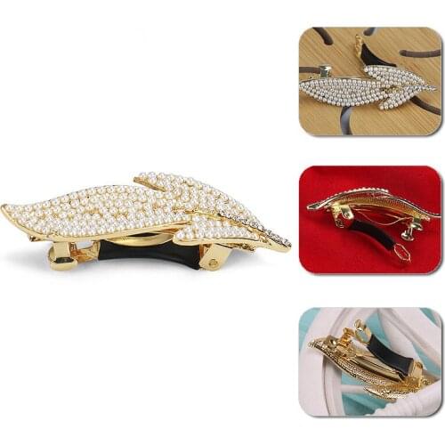 Hot Sale Star Shaped Pearl Hair Clip Alloy Pearl Rhinestone Hair Barrette Leaf Shaped Hair Clip for Girls
