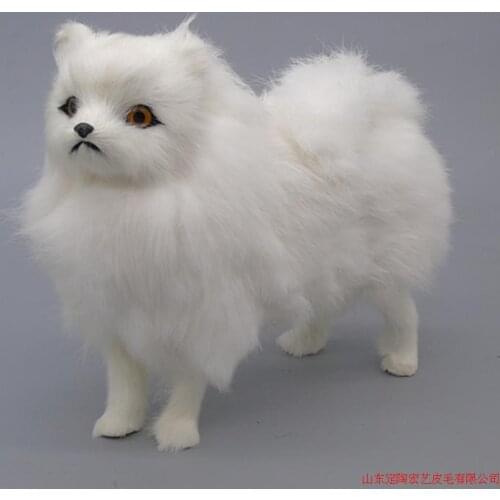 White simulation dog polyethylene & furs standing Pomeranian doll gift about 22x7x19cm 226