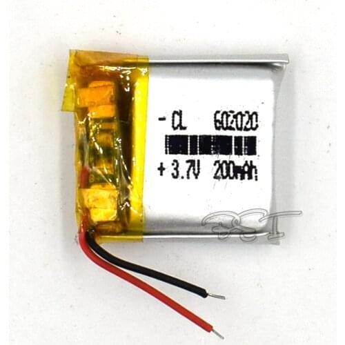 200mAH 602020 Polymer Rechargeable Lithium 3.7V Li-ion Liion Battery For GPS Cell Phone Speaker MP3 MP4 Navigater Camera