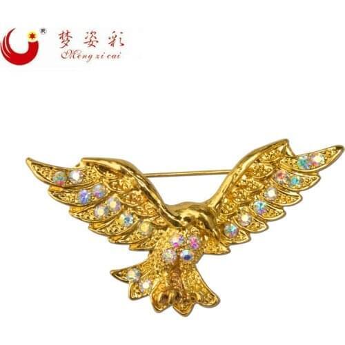 MZC 2020 New Eagle Brooches and Pins Rhinestone Animal Brooch for Women Men Lapel Pin Broche Mujer Brosche Male Jewelry Bijou