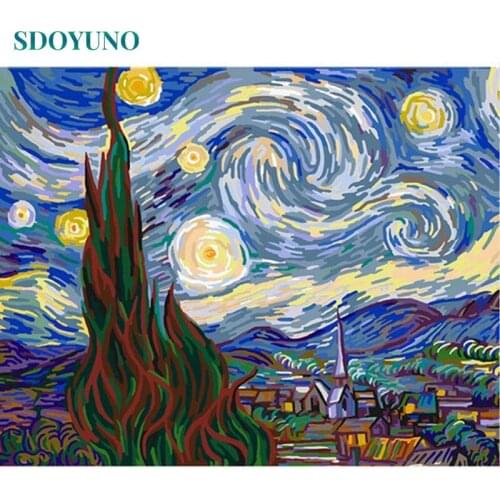 SDOYUNO Abstract Starry sky 40X50cm Frame Painting By Numbers DIY Wall Art For Home Decor Canvas Painting Unique Gift For kids