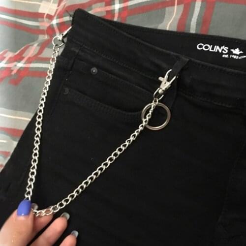 New Street Double Big ring Chain Rock Punk Trousers Hipster Pant Jean Keychain Ring Clip Keyring beads Accessories