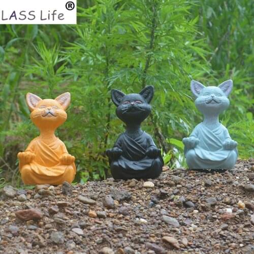 Whimsical Happy Cat Buddha Figurine Meditation Yoga Collectible Cats Lover Gift Women Yoga Meditation Home Decor Lucky Cat