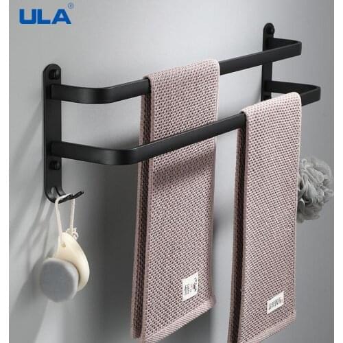 Space Aluminum Towel Hanger Wall Mounted 30-50 CM Towel Rack Bathroom Aluminum Black Towel Bar Rail Matte Black Towel Holder