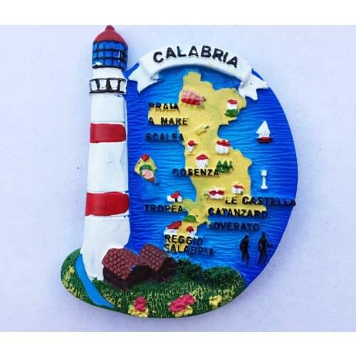 QIQIPP Italys Apennine Peninsula Calabria tourist souvenir lighthouse map magnetic refrigerator hand letter