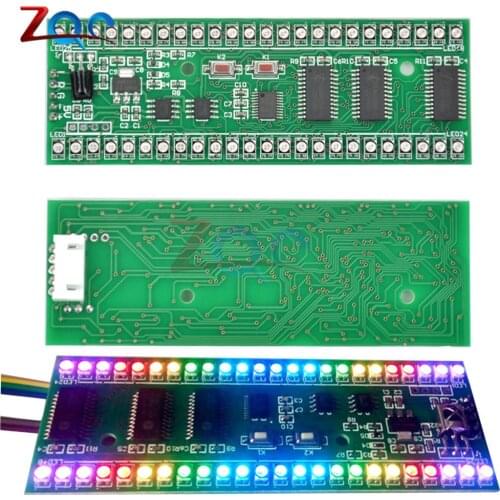RGB MCU Adjustable Display Pattern 24 LED VU Meter Audio Level Indicator Board Dual Channel LED Module