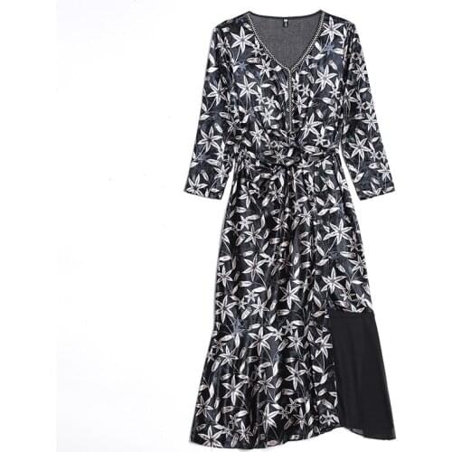 Long Sleeve Floral Print Dress Women Mermaid Vestido Festa V-neck Robe Longue Femme Trendy Plus Size Dress Autumn Ukraine