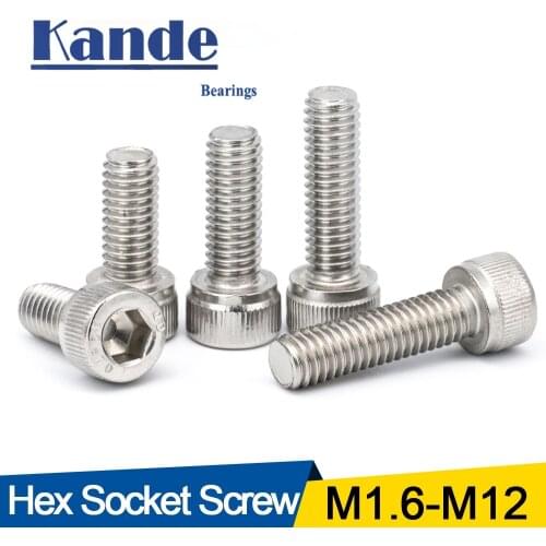 Hexagon Hex Socket Cap Head Screw M1.6 M2 M2.5 M3 M4 M5 M6 M8 M10 Stainless Steel Allen Bolt DIN912 Hex Screw with Key