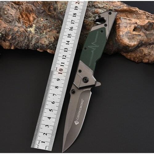 19.5CM-G10 Folding Knife 57HRC Stainless Steel Outdoor Knife Field Self-defense Quick Opening Hunting Knifes