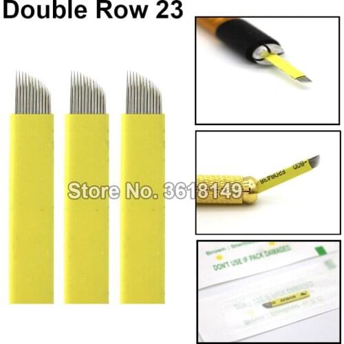 0.2mm Tattoo Needles Double Row 23 Laminas Microblading for Tattoo Practice Skin for Eyebrow Eyeline for Beginner