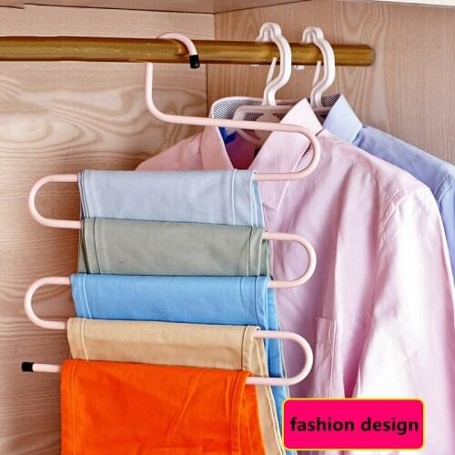 Thicker 5 Layers S Type Multifunction Pants Hangers Holders Trousers Hanger Clothing Wardrobe Storage Rack Drying Rack Trouser
