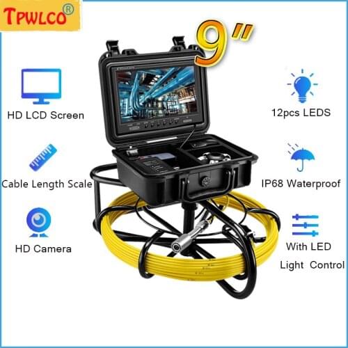 23mm Pipe Inspection Video Camera 9inch 20m Cable Drain Sewer Pipeline Industrial Endoscope With 12pcs White LEDS Light