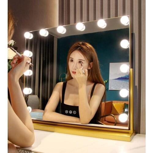 360° Rotating Smart Makeup Mirror Desktop LED Light Vanity Mirror With Bulb Large Fill Light Mirror Wall For Bedroom Decoration