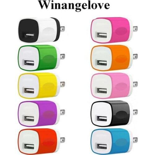 Winangelove 100pcs/lot colorful 1A us wall charger adapter power adapter for samsung s7 s6 for iphone7 6 5 5s