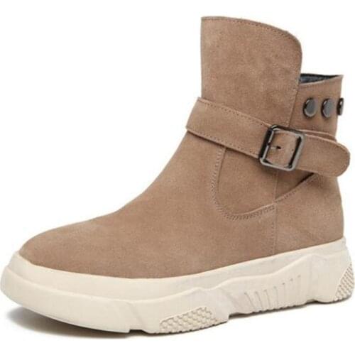 New Cow Suede Autumn and Winter Boots Platform Womens Boots Comfort Warm Boots Casual Sneakers Size Large Size 43 Casual Boots