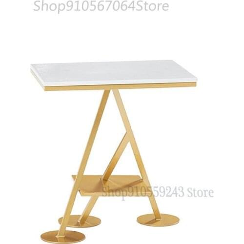 The Seating Area Is A Few Rectangular Creative Light Luxury Iron Bedside Table Marble Modern Minimalist Sofa Side A Few Net Red