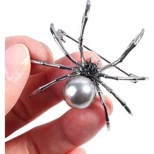 1PC Hot New Quality Spider Rhinestone Pearl Insect Brooch Female Corsage Gift Men Accessories Korean Fashion Personality Jewelry