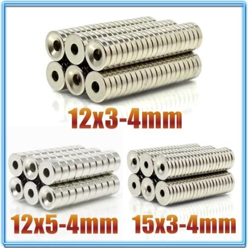 10~200Pcs 12x3 12x5 15x3 12*3 Hole 4 N35 NdFeB Countersunk Round Magnet Super Powerful Strong Permanent Magnetic imanes Disc