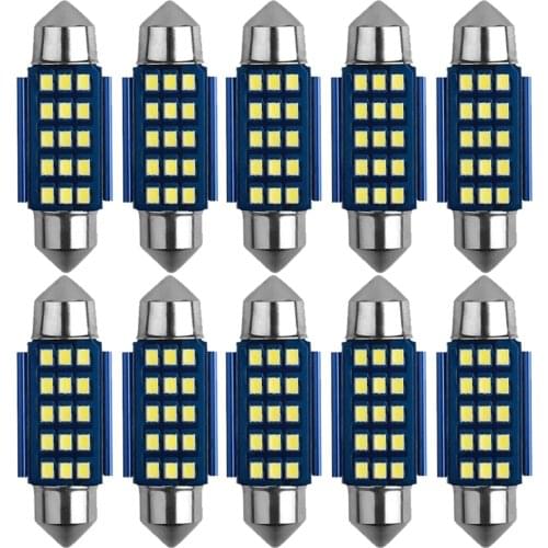 10pcs Car C5W Canbus Festoon C10W 31/36/39/41MM 12/15/18Led Error Free Interior Reading Light Clearance Bulbs Auto Plate Lamp