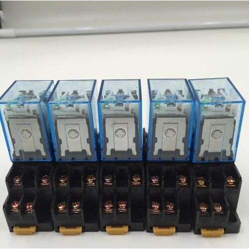 10Pcs Relay MY2NJ 24V DC Small relay 5A 8PIN Coil DPDT With Socket Base