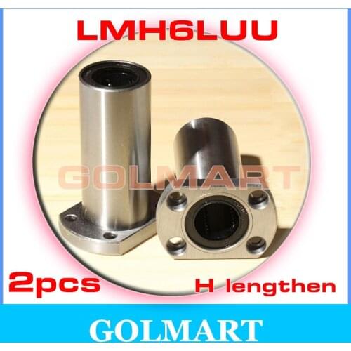 2pcs LMH6LUU long H oval flange long type linear motion bearing for 6mm rail shaft