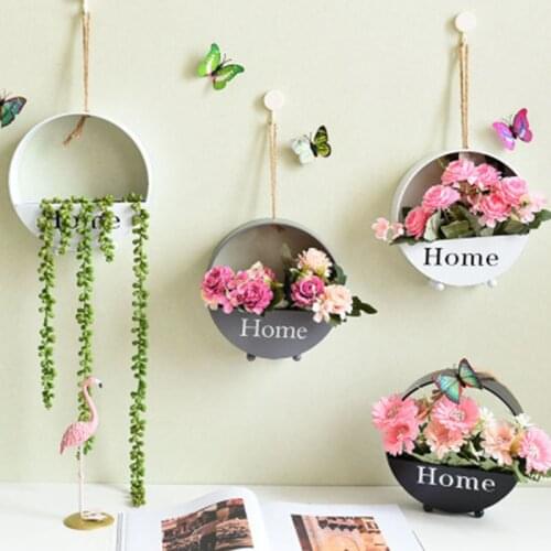 2Pieces/Lot Round Wall Flower Pot Decoration Home Decor Vase Hanging Flower Baskets Wall Decoration декор ваза decoração цветы