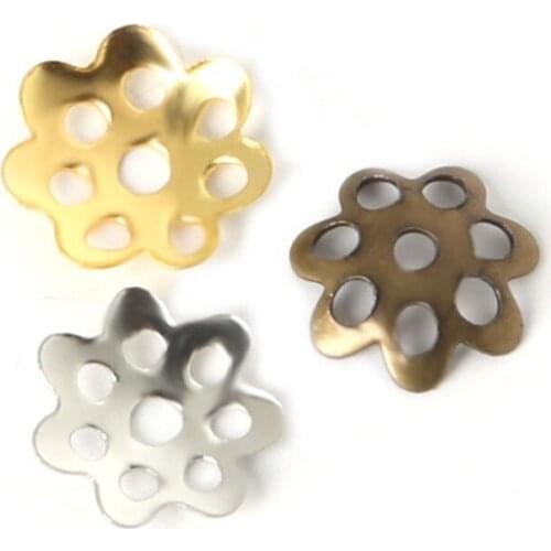 500pcs/lot 7mm 3 colors for choose Hollow Flower Beads Caps Metal Iron Jewelry Findings DIY Accessory FDA020-02