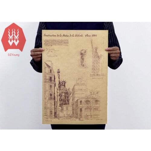 51x35.5cm Statue of Liberty A drawings paragraph vintage paper retro brown paper poster draw core