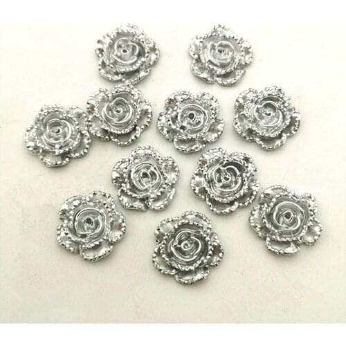 60pcs Resin Rose Beads Buttons Embellishments Scrapbooking DIY Craft 14mm