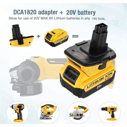 20V Battery Adapter DCA1820 for Dewalt 18V Tools Convert Dewalt 20V Lithium Battery for Dewalt 18V Battery DC9096 DE9098 DE9096