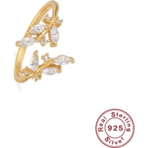 Aide 925 Sterling Silver Bling Zircon Open Finger Ring For Woman Engagement Adjustable Rings Anillos Charm Jewelry