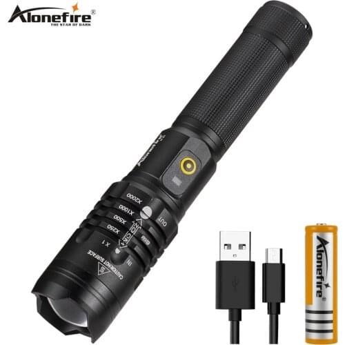 Alonefire H31 XHP50.2 LED Flashlight USB Rechargeable Zoomable Tactical Torch Light Waterproof Camping Fishing Lamp