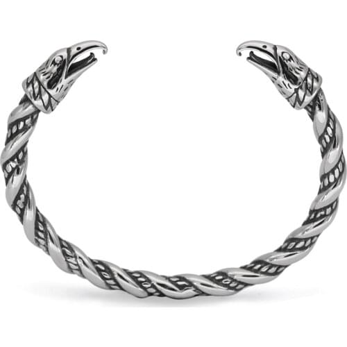 Viking raven bangle stainless steel nordic men bracelet jewelry with valknut gift bag