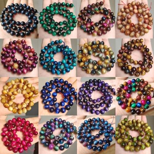 Wholesale Natural Stone Beads Yellow Tiger Eye Round Loose Beads for Jewelry Making DIY Bracelet 15" Pick Size 4/6/8/10/12/14mm